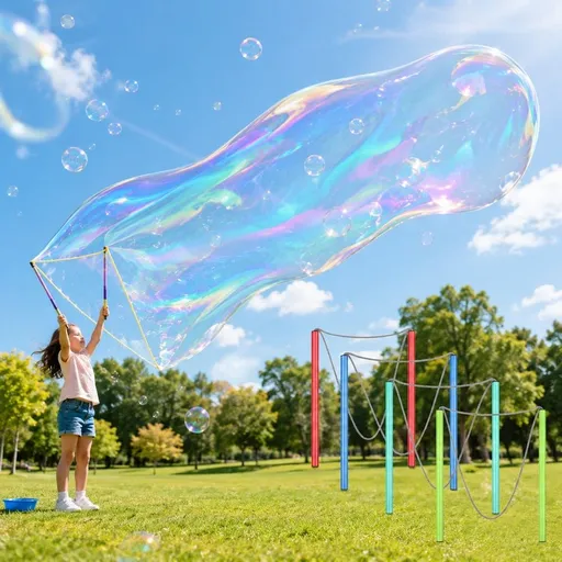 4Pcs Giant Bubble Wands Big Bubble Wands, Outdoors Bubble for Birthday, Outdoor Activities, Party Favors, Giant Bubble Solution Not Included (Multicolor)