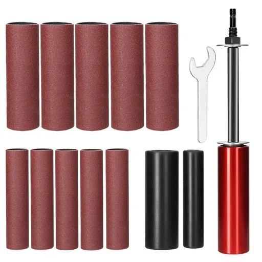 Handheld Electric Sanding Stick with Quick-Change Hex Shank for Wood Metal Plastic Glass Stone Polishing, Compatible with Most Drills, Ideal for Woodworking DIY Jewelry Finishing and Rust Removal Tasks (Red)