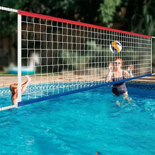 Pool Volleyball Net Portable Beach Volleyball Set for Pool - Waterproof Nylon Mesh with Adjustable Tension Bracket for Swimming Pool Backyard Outdoor Games - Easy Fold Carry Bag Included