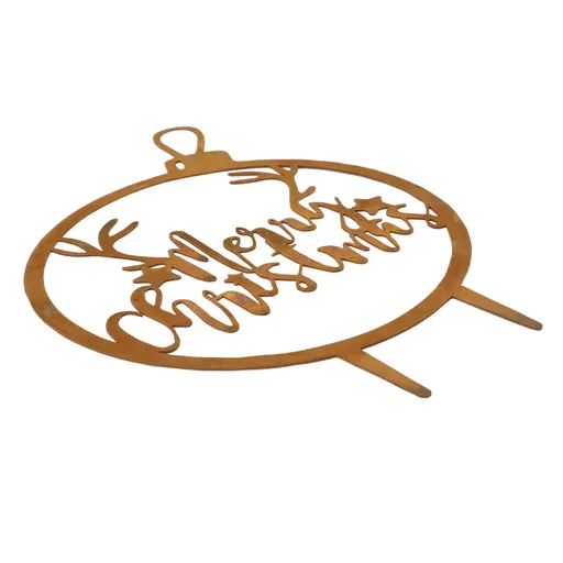Xmas Garden Stake Rusty Letters Weather Resistant Xmas Metal Yard Sign Decor for Lawn