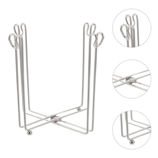 Foldable Stainless Steel Trash Can Holder Rack Space Saving Design for Home, Outdoor, Picnic Use