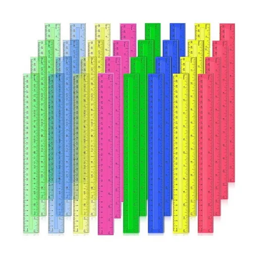 12 Inch Plastic Rulers, 32 PCS Transparent Assorted Color Metric Bulk Rulers with Inche mj3812