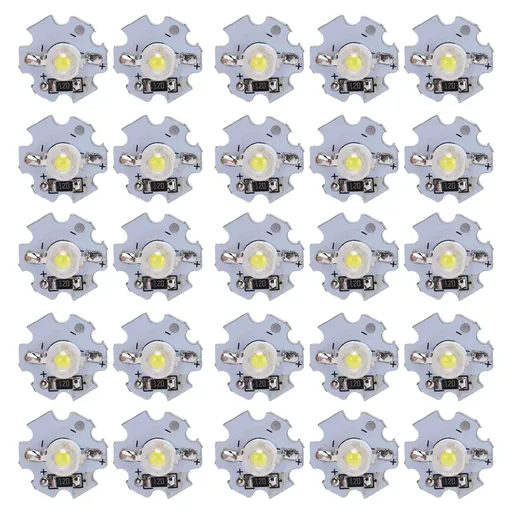 25Pcs 0.5W 5V High Power LED Lamp Bead Light Source Chip with Aluminum PlateWhite Light: 6000‑6500K