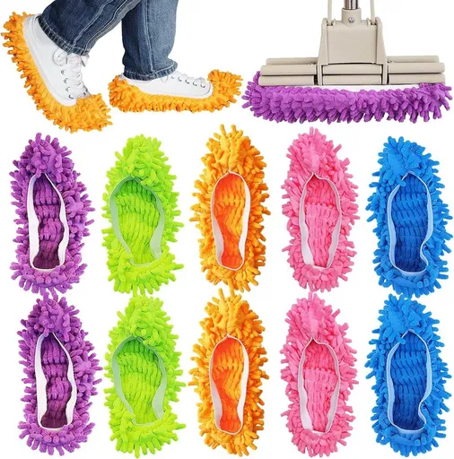 10 Piece Washable Shoe Cover Set for Floor Cleaning, 5 Pairs