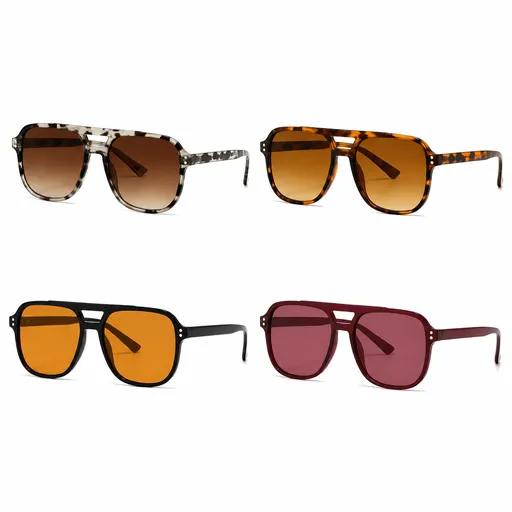 4 Pairs Y2K Style Aviator Sunglasses Set for Men and Women - UV400 Protection, PC Frame Fashion Driving Glasses Lightweight Retro Eyewear Style 2