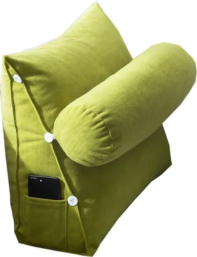 Adjustable Lumbar Support Cushion with Headrest for Office Chair, 45 x 45 x 20cm, Green