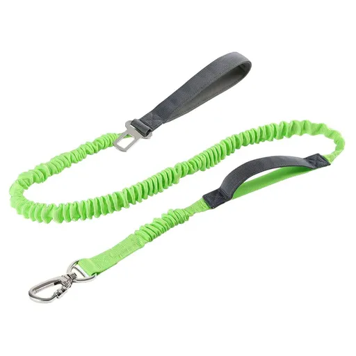Dog Leash Elastic, No-Pull Seatbelt Heavy Duty, Shock Absorbing for Small Medium Large Dogs(Green) D-type Seat Belt Clip