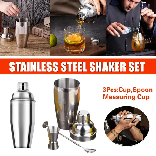 3PCS Stainless SteelCocktail Shaker Set for Bar Tool Kit for Home Bartender