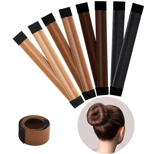 4 Pcs Hair Bun Maker, Fast & Easy Donut Bun Maker, DIY French Twist Bun Shaper,Fashion Hair Bun Maker for Girls Women (Black, Champagne, Brown,Light Brown)