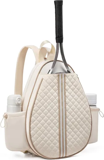 Tennis Bag, Quilted Tennis Sling Crossbody Backpack, Water Resistant Tennis Racket Bags for Women Men, Suitable for Pickleball Tennis Badminton