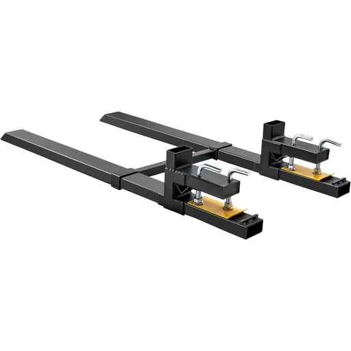 Pallet Forks, 907 kg Clamp on Pallet Forks, 1490 mm Total Length Heavy Duty Pallet Forks with Adjustable Stabilizer bar, Tractor Bucket Forks for Tractor Attachments, Skid Steer, Loader Bucket