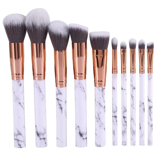 10pcs Professional Makeup Brushes Set in Marble White