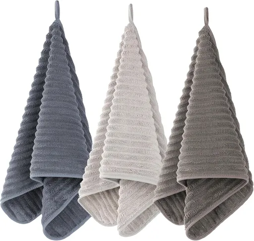 Luxury 3-Piece Quick-Dry Small Bath Towel Set – Ultra Soft Microfiber Hand Towels for Bathroom, Bar, Pool, Gym & Travel – Elegant Twill Design(14”x 29.6”)