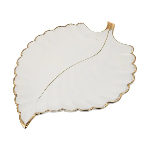 Decorative leaf shaped food plate, snack dessert service platter, party supplies, dinner table decoration, white