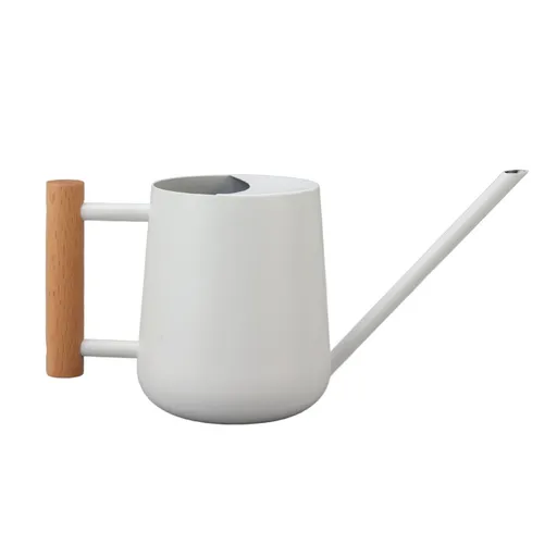 Watering Can 900ml Stainless Steel Long Spout Wooden Handle Elegant Flower Watering Pot for Garden Family Outdoor White