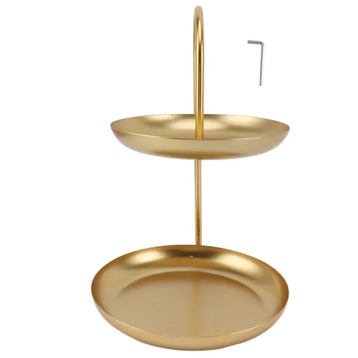 Dessert Rack Fruit Stand Round 2 Tier Iron Display Holder for Party Wedding Birthday Home Gold