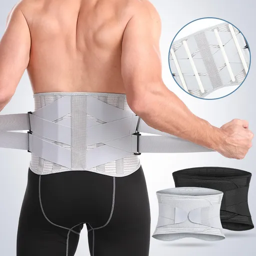 Size L Black Breathable Waist Support Belt - Adjustable Back Brace for Men and Women, Ideal for Weightlifting, Squats & Back Pain Relief