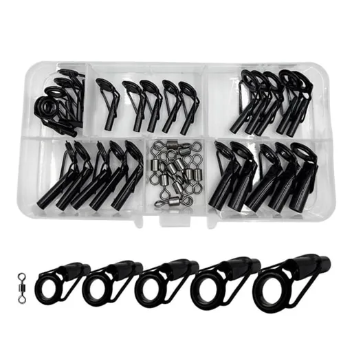 35pcs Fishing Rod Repair Kit Rings Wear-Resistant Ceramic Guide Rings Rod Eye Fishing Rod Guides Alconite Rings Set