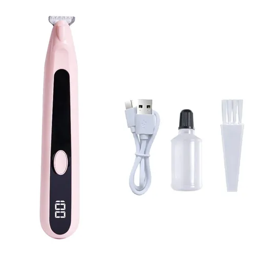 Pet Grooming Kit, Small to Medium-Sized Pet Grooming Tools Dog Trimmer Pet Precision Trimmer for Cordless Dog Clipper Trimmer for Dogs Usb Rechargeable Noise Dog Grooming for Ears, White Pink