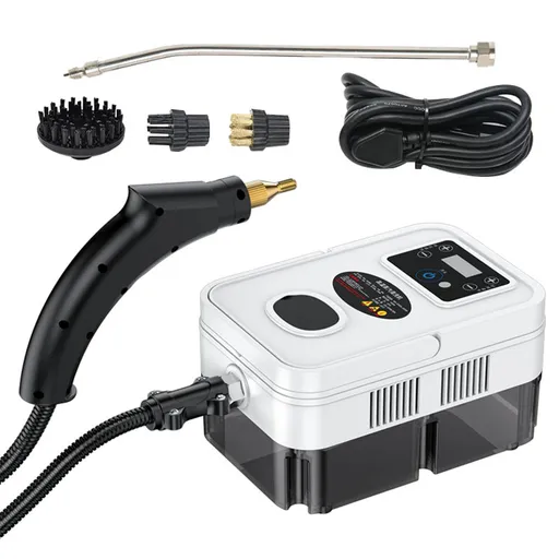 Handheld Multi-surface Steam Cleaner with 4pcs Accessories Touch Screen 6 Levels Adjustable 15s Fast Steam Deep Cleaning with Portable Handle 1200ml/40.5oz Water Tank for Sofa Window Glass Kitchen Stove Range Hood Car