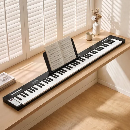Alpha 88 Key Quad Folding Electronic Keyboard Digital Piano Portable MIDI Bluetooth Black