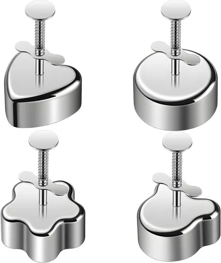 4Pcs Stainless Steel Rice Ball Molds Set, Sushi Maker Molds with Bear Flower Heart Ball Shapes for Kids Snacks