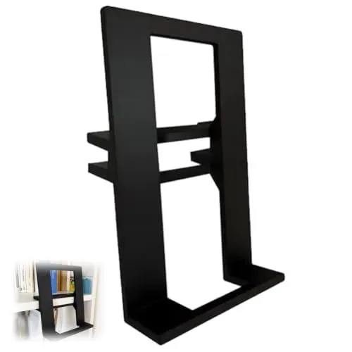 Large Invisible Floating Bookshelf Holder, Black Metal Slide-On Book Display Organizer, No Drilling Space Saving Storage Stand for Shelves Cabinets Home Library Office Reading Room Book Lover