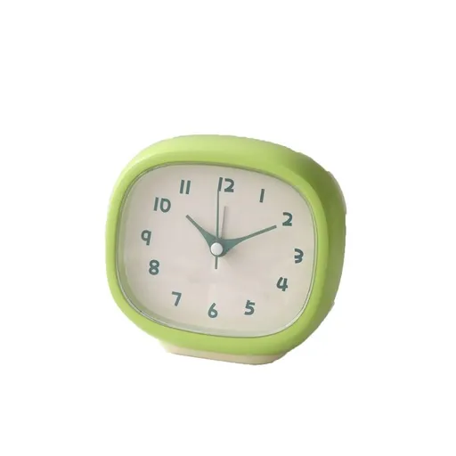 Cute Mini Clock Aesthetic Small Silent Bedside Desk Clock Battery Operated Non-Ticking Shelf Clocks for Décor Livingroom Bedroom Kitchen Desktop Gift Clock(green,Battery not included)
