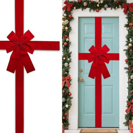 Christmas door - Door decoration - Christmas door bow - Christmas ribbon for door - Christmas decoration - Large red Christmas bow - Christmas bow - Christmas door decoration - for entrance door decorations for fireplace Christmas tree - 40 cm x 50 c