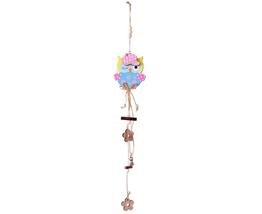 Owl Charm Beautifully Patterned Cartoon Decorative Festival Props Wooden Creative Easter Owl Pendant for Easter - Yellow