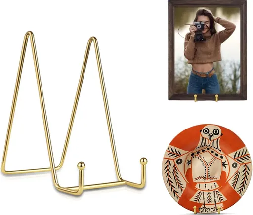 Plate Stand Heavy-Duty Design 10 Inch Gold Metal