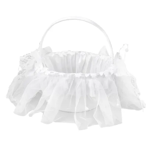 Wedding Flower Girl Basket White Lace Classic Gift Ceremony Supplies for Rose Petals