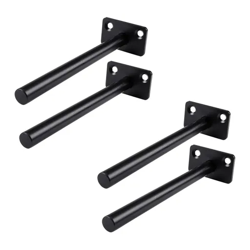 4 PCS Hidden Floating Shelf Bracket Round Wall Mount Shelf Supports Invisible Fixed Floating Holder A 01 2 Holes Black 150mm