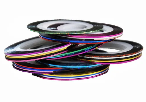 Nail Tape 10-Pack, Assorted Colors Self-Adhesive Stripes for Nail Art with UV Gel & Acrylic Nails, MultiColor