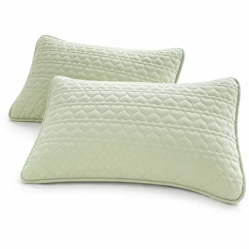 Skin-friendly and comfortable Pillow Protector 48x74cm Green（Pack of 1 pair） - Sweat and Oil Resistant Polyester Pillowcase with Quilted Padding, Easy Clean Bedding Cover for Home Use
