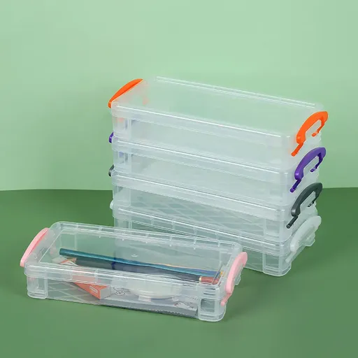 Large Capacity Clear Plastic Pencil Case With Snap Tight Lid, Crayon and Marker Storage Box