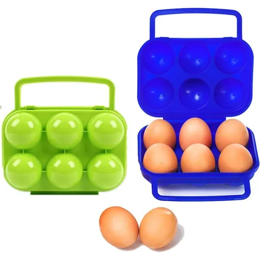 Portable Plastic Egg Carton Foldable 6 Compartments Large Capacity Egg Storage Box Holder Organizer for Refrigerator and Crisper