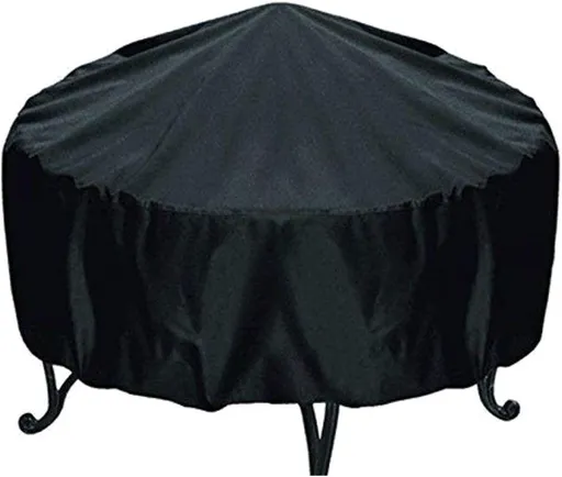 Black Round Fire Pit Cover Polyester Dustproof & Waterproof for Stove Brazier Protection (40x17.71 Inch)
