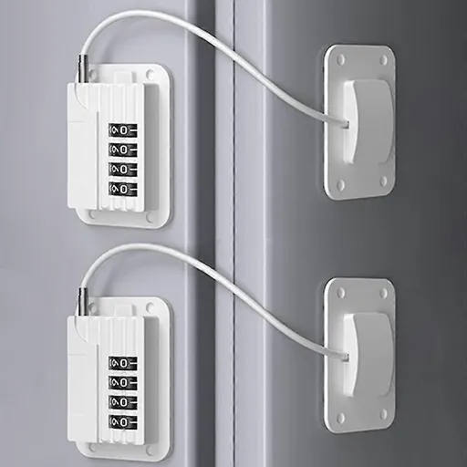 Self-Adhesive Refrigerator Lock Pack for Adults, White, Combination Lock, Refrigerator Safety Lock, for Children, Electric Mini Fridge, Door - perfect-max