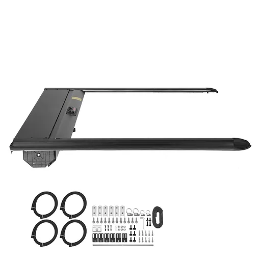 Retractable Tonneau Cover, 5.5 ft Retractable Tonneau Cover with Built-in Drainage Pipe for 2021-2024 Toyota Tundra Crew Cab w/ Deck Rail System , Hard Tonneau Cover with Double-Lock & T-Slot