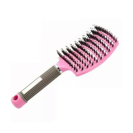 Detangle Nylon Boar Bristle Brush Hairbrush Smooth Hair Head Scalp Massage Comb - Pink *1 Unit