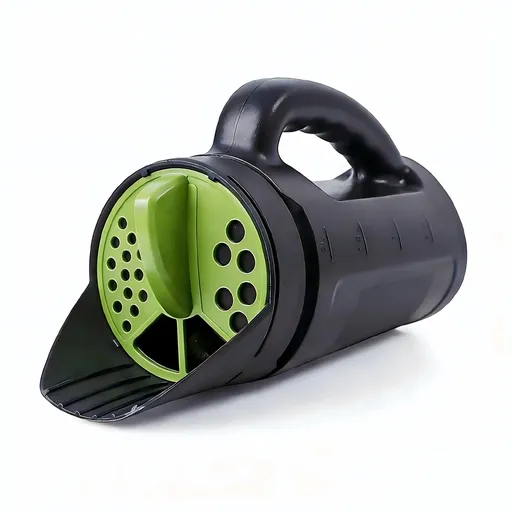 Handheld Garden Seed & Salt Spreader – 80oz Capacity, Adjustable Outlet, Ergonomic Handle for Fertilizer, Grass Seeds, Ice Melt Use (Green)
