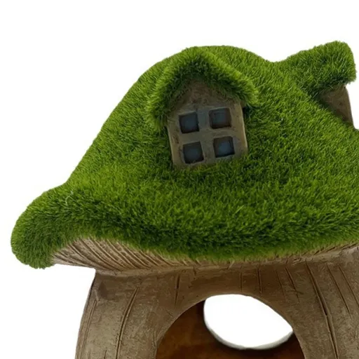Aquarium Decoration Green Moss Mushroom House, Resin Fish Tank Decoration, Reptiles Fish and Shrimp Shelter Landscape Cave Decor