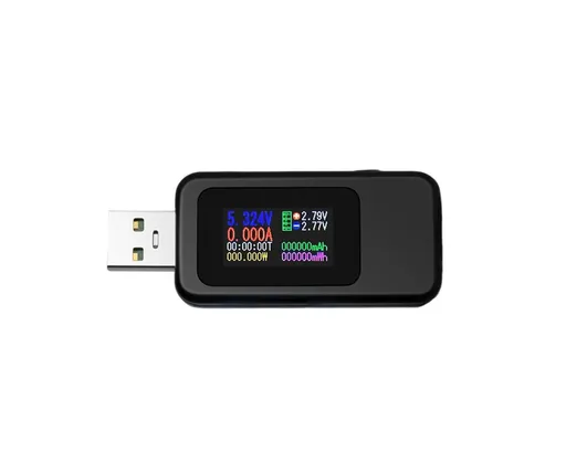 USB Tester LCD Digital Display Rapid Identification Plug And Play 160-Degree Wide Viewing Angle 65W/120W Charger Tester for Mobile Phone - Black