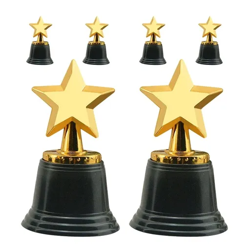 6-Pack Plastic Star Trophy Cups for School Awards, Student Recognition, Achievement Prizes and Celebration