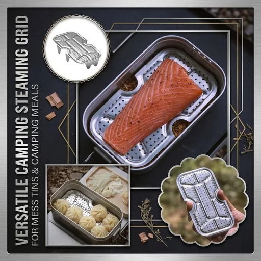 Portable Stainless Steel Steaming Rack Thickened Camping Steam Mesh Grid for Aluminum Lunch Box Cooking Hiking Outdoor Picnic Home Kitchen Multipurpose Accessories