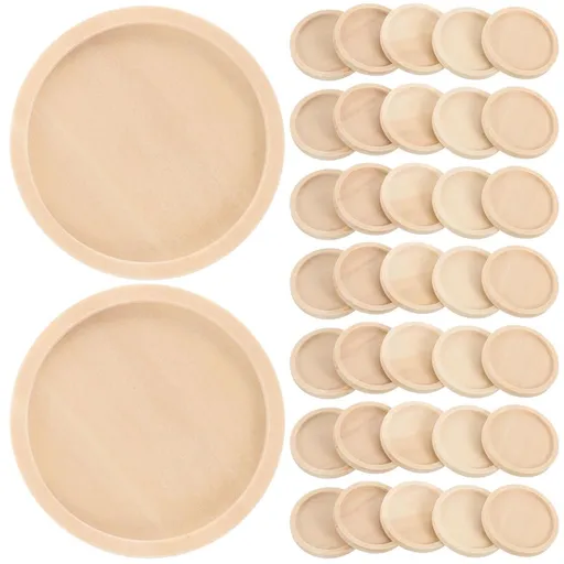 50Pcs Khaki Wood Pendant Trays for Jewelry Making, Craft Supplies for Artists and Hobbyists