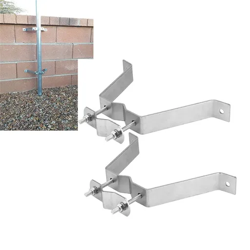 2 pack 4” Heavy-Duty Wall Mount Pair for TV Antenna Mast with Brackets & Lag Bolts, Wall Mount Antenna Mast Clamp V Jaw Bracket Accessories Kit [ Without The Pole ] for TV Ham Outside Home