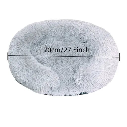 USB Heated Pet Bed with Semi-Enclosed Design, Soft Plush Fleece, Removable Washable Cover, 5-Temperature Control, Auto Shut-Off, Ideal for Cats and Dogs in Cold Weather (70cm, Grey)