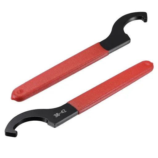 Hook Spanner Wrench Collet Chuck for 38-42mm Round Nut, with Red Non-slip Handle 2pcs For38-42mm Round Nut